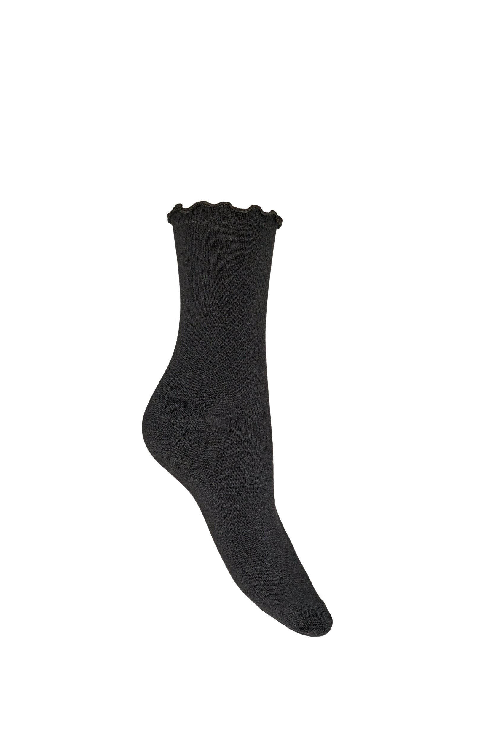 ZizziBomuldsstr&oslash;mper med b&oslash;lgekant, Sort, Packshot image number 1