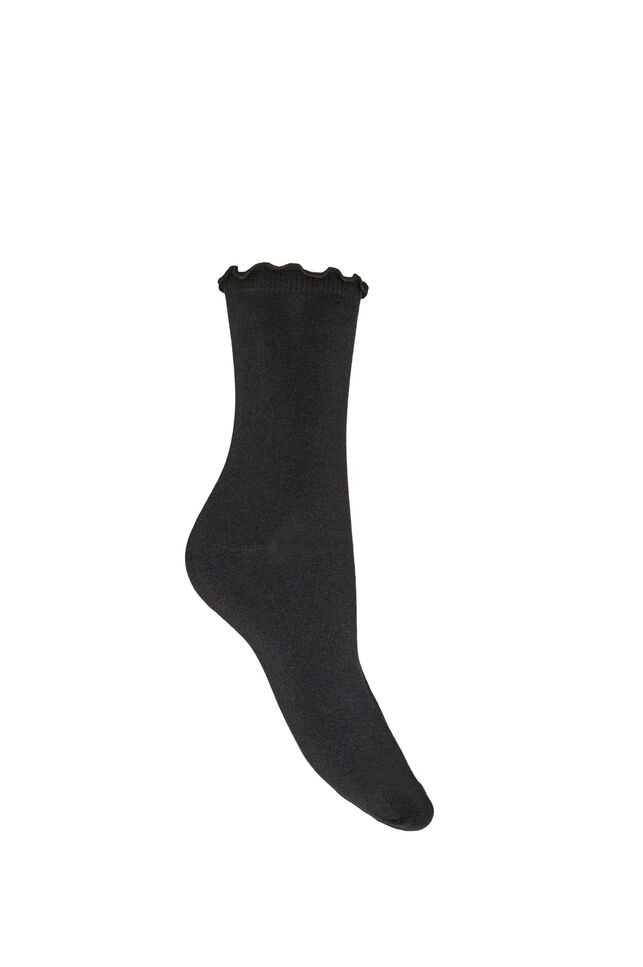 Bomuldsstr&oslash;mper med b&oslash;lgekant, Sort, Packshot image number 1