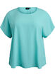 Bluse med korte &aelig;rmer og rund halsudsk&aelig;ring, Bl&aring;, Packshot image number 0