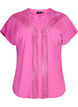 Viskose bluse med blondebånd, Raspberry Rose, Packshot image number 0