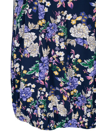 Kortærmet viskose kjole med print, Blue Flower AOP, Packshot image number 3