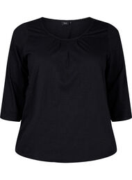 Bomuldsbluse med 3/4 ærmer, Black
