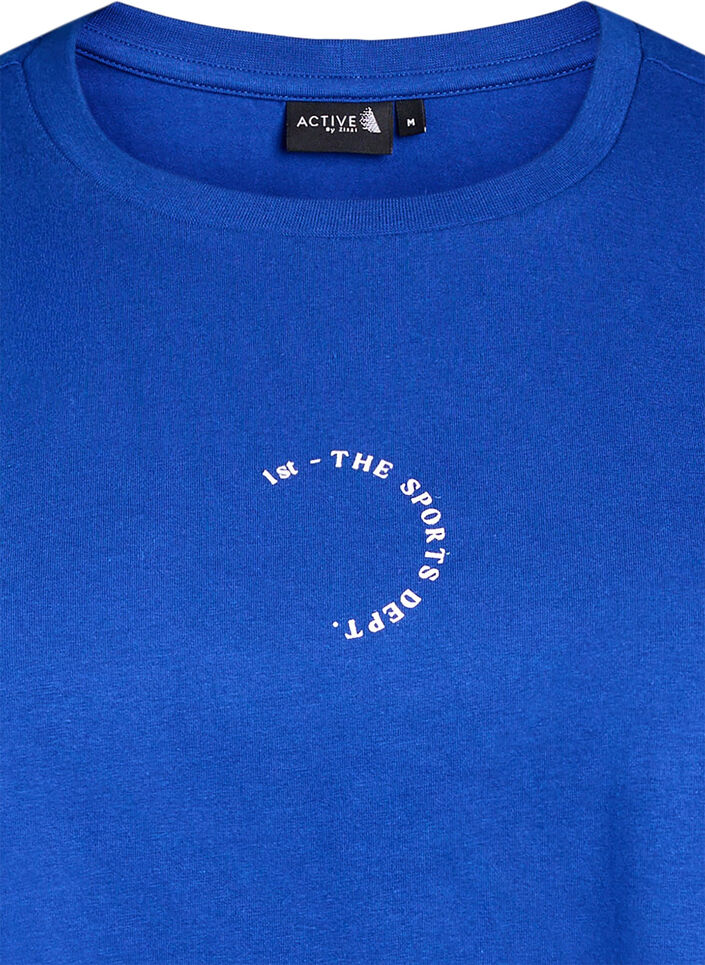 Sporty t-shirt i økologisk bomuld, Blå, Packshot image number 2