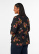 Lang&aelig;rmet bluse med blomsterprint, Sort, Model image number 2