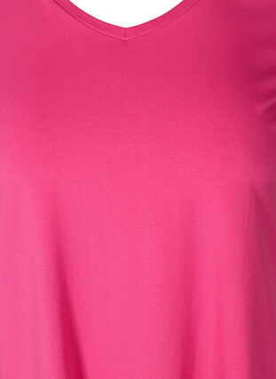 Basis t-shirt med v-hals, Fuchsia Purple, Packshot image number 2
