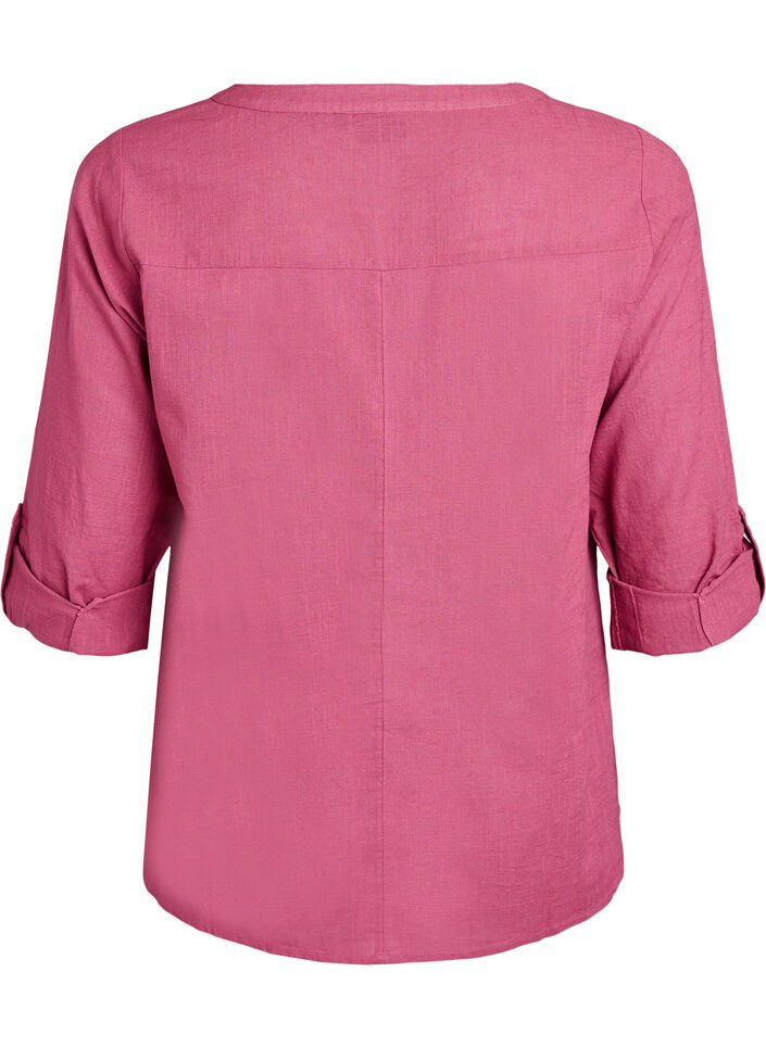 Skjortebluse i bomuld med v-udsk&aelig;ring, R&oslash;d, Packshot image number 1