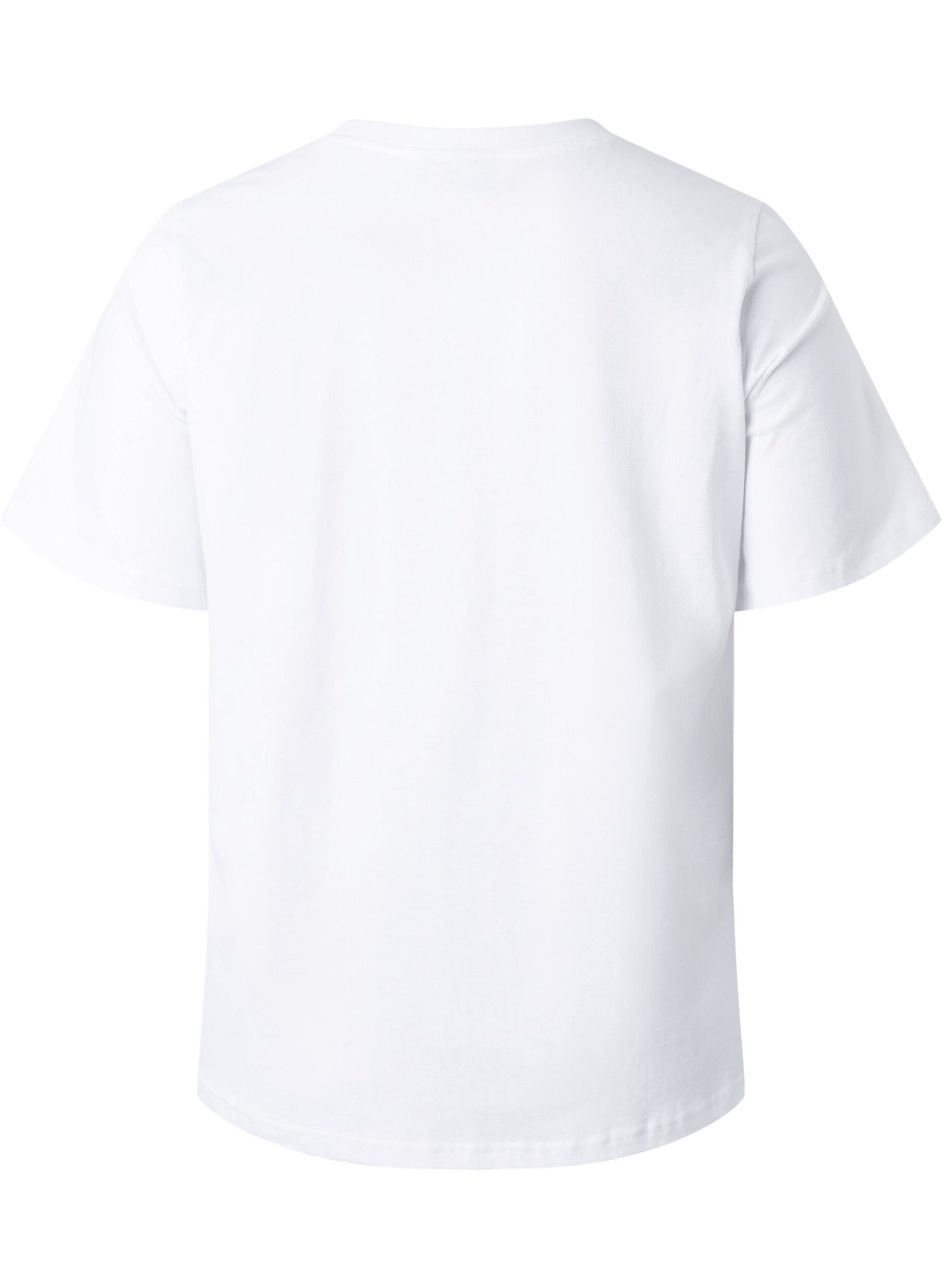 Zizzi &Oslash;kologisk bomulds t-shirt med tekst, White HARMONY, Packshot image number 1