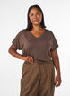Basis T-shirt i viskose med V-hals, Brun, Model image number 0
