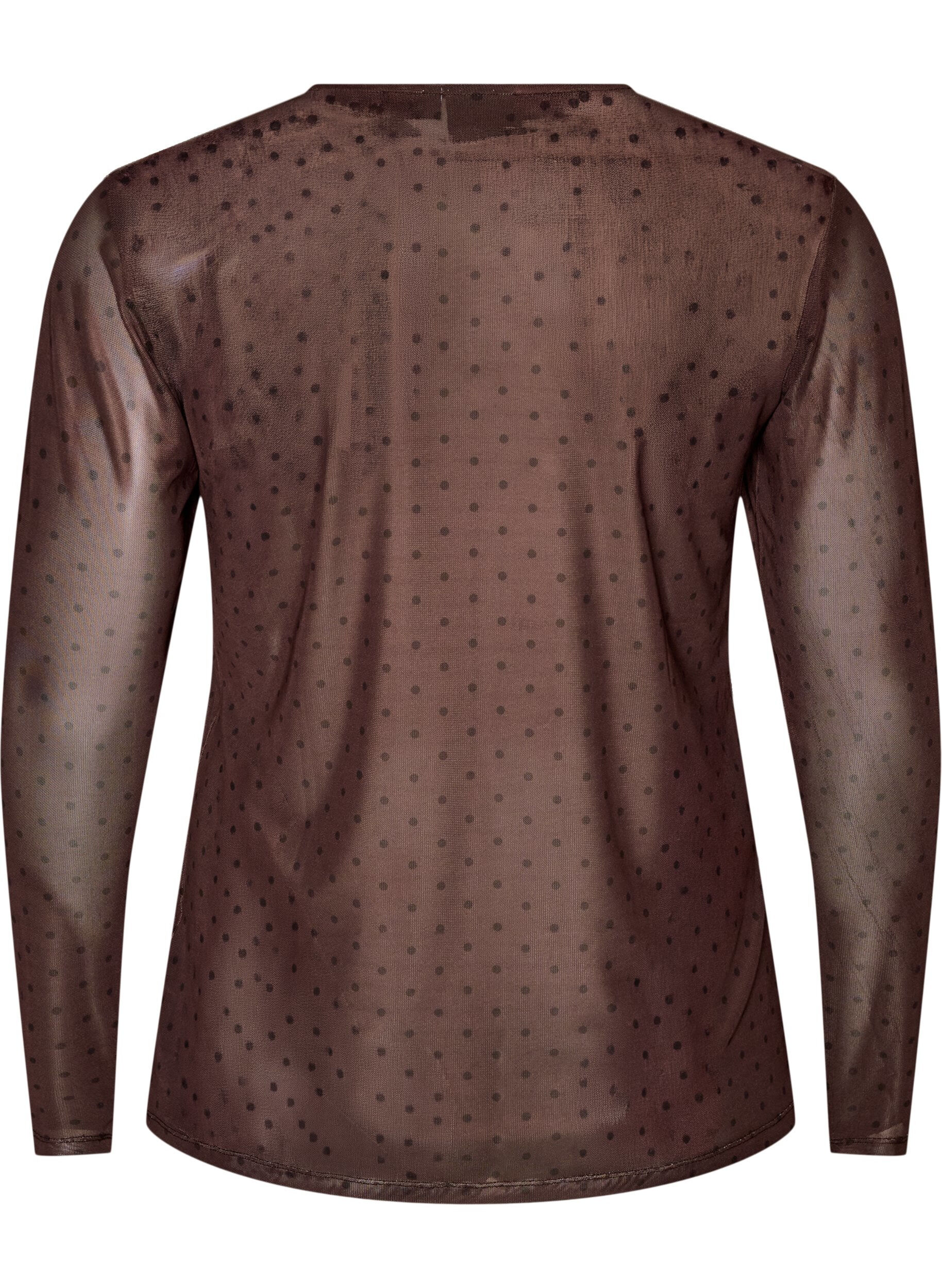 ZizziMeshbluse med print, Brun, Packshot image number 1