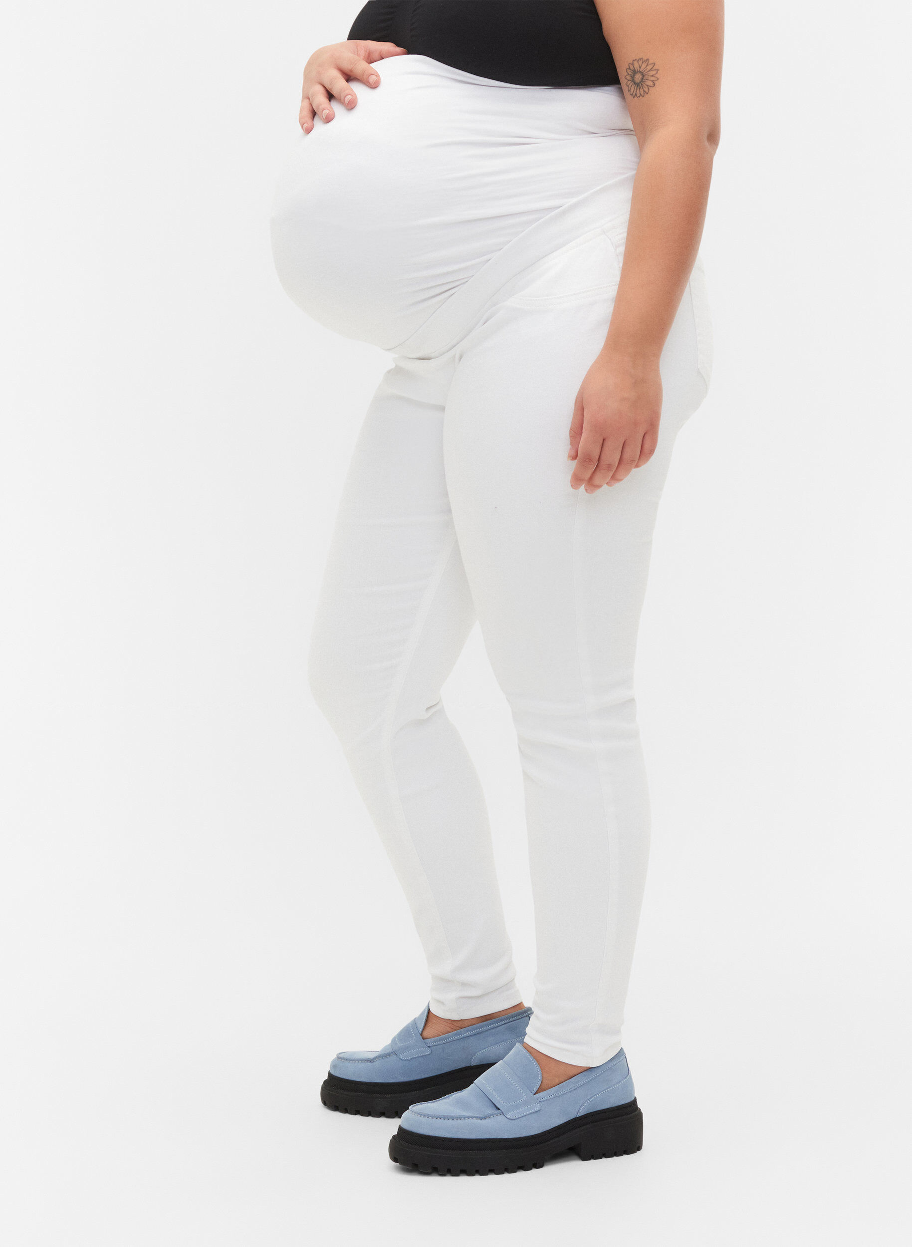 Zizzi Graviditets jeggings i bomuld, White, Model image number 1