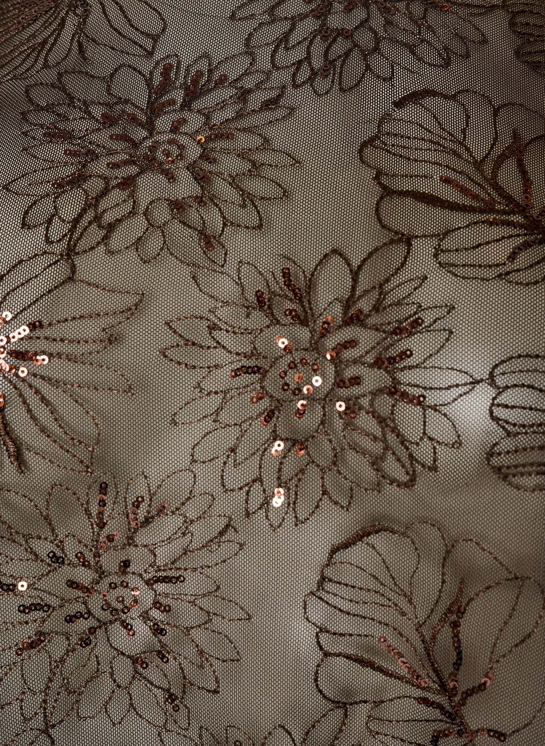 ZizziMeshbluse med blomster og pailletter, Brun, Packshot image number 2