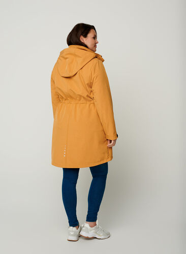 Lang softshell jakke med hætte, Spruce Yellow, Model image number 1