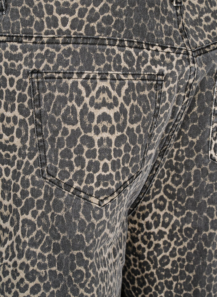 Leopardm&oslash;nstrede bermudashorts i denim, Brun, Packshot image number 3