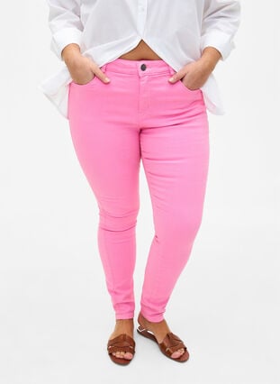 Super slim fit Amy jeans med høj talje, Rosebloom, Model image number 2