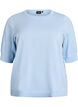 Finstrikket bluse med korte &aelig;rmer, Bl&aring;, Packshot image number 0