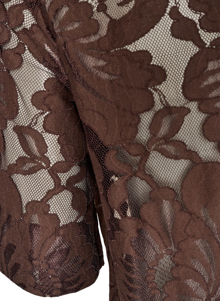 Blondebluse med korte &aelig;rmer, Brun, Packshot image number 3