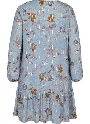 Langærmet kjole med blomsterprint, Light Blue AOP, Packshot image number 1