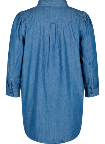 Denim tunika i bomuld med 3/4 ærmer, Blue, Packshot image number 1