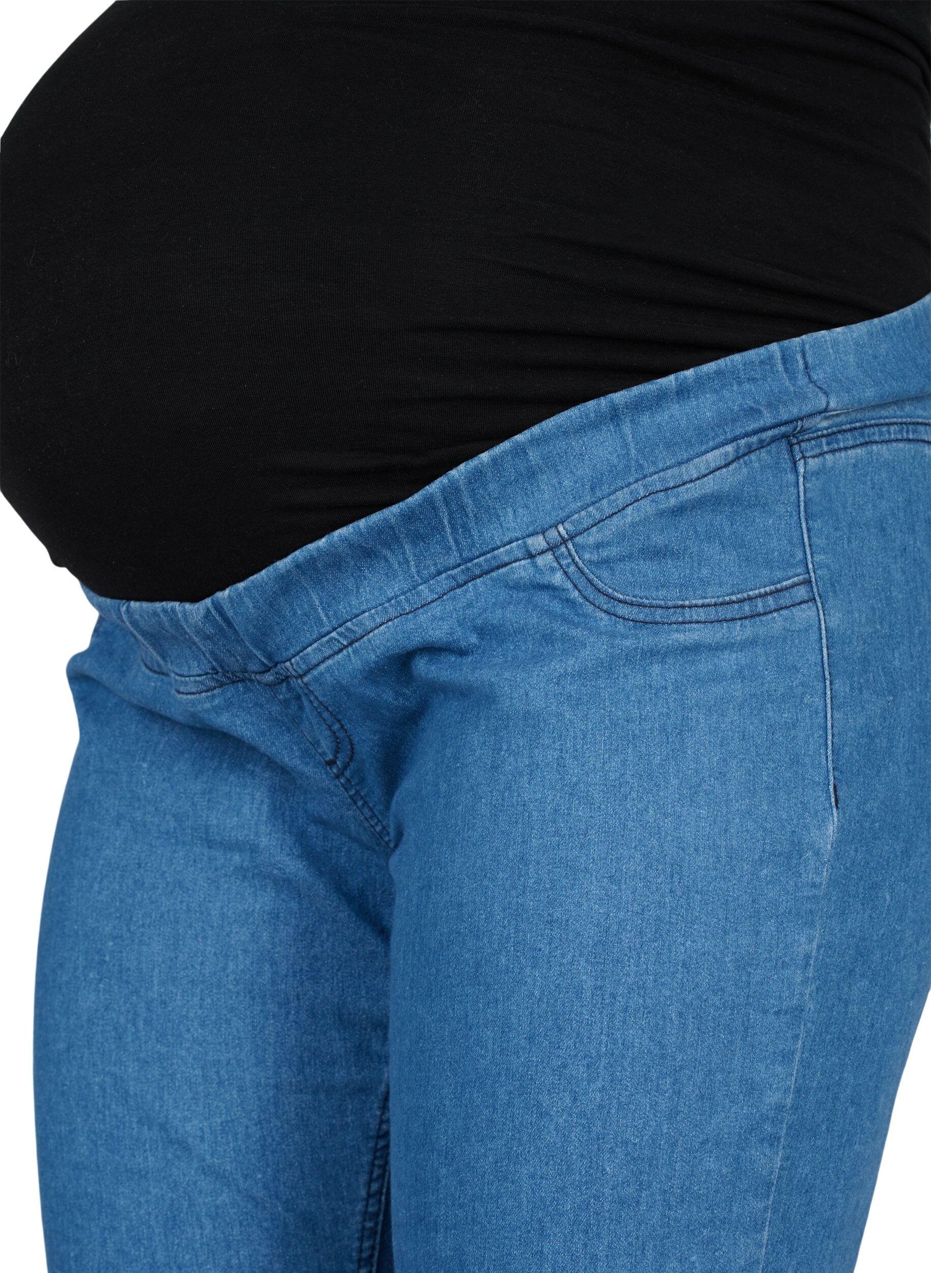 Zizzi Graviditets jeggings med baglommer, Blue denim, Packshot image number 2