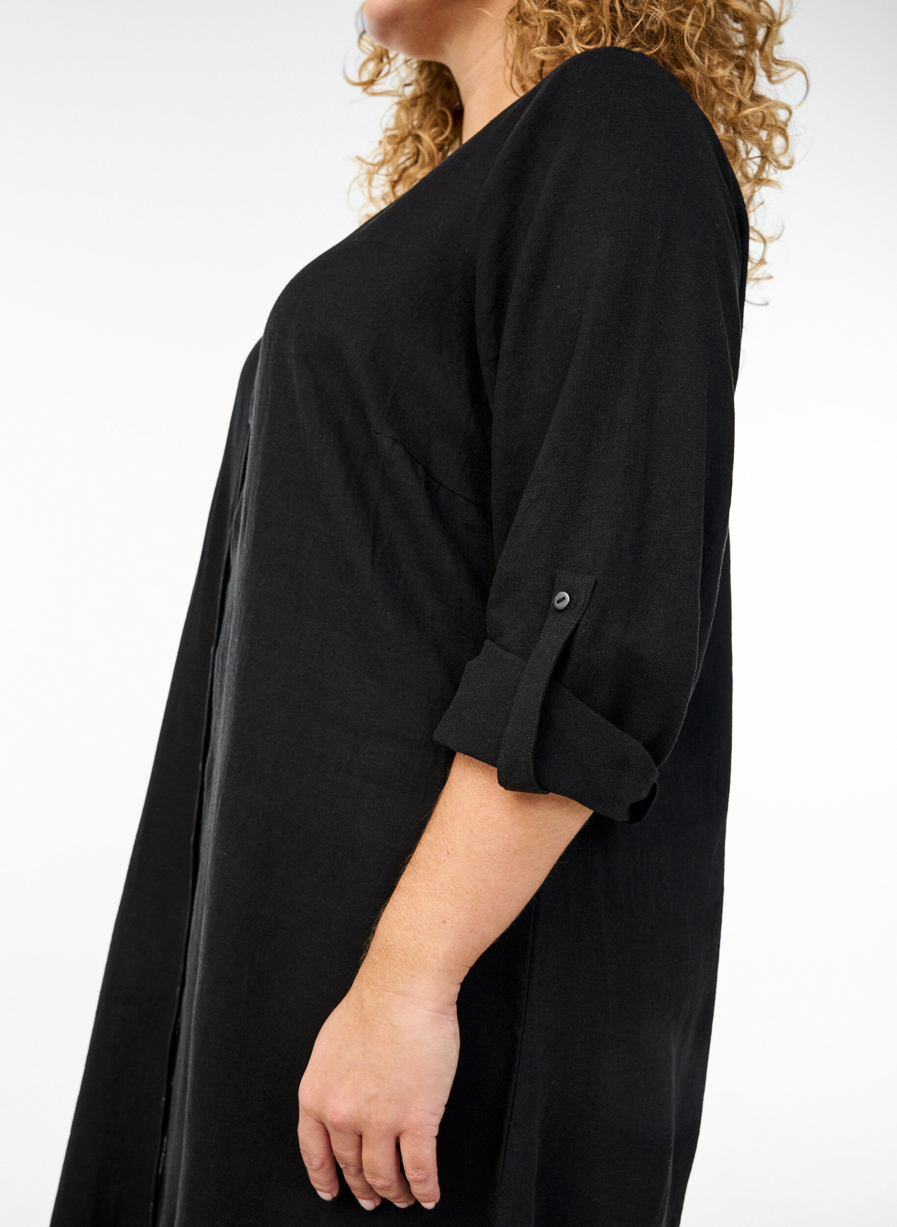 ZizziLang skjorte i h&oslash;r og viskose, Sort, Model image number 2