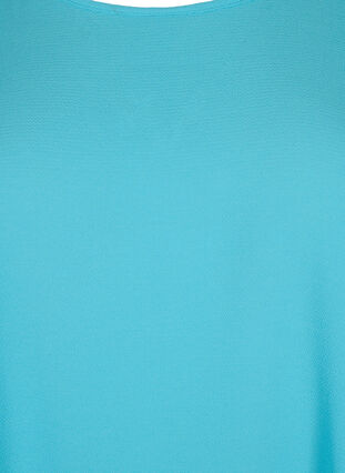 Bluse med korte ærmer og rund halsudskæring, Blue Atoll, Packshot image number 2