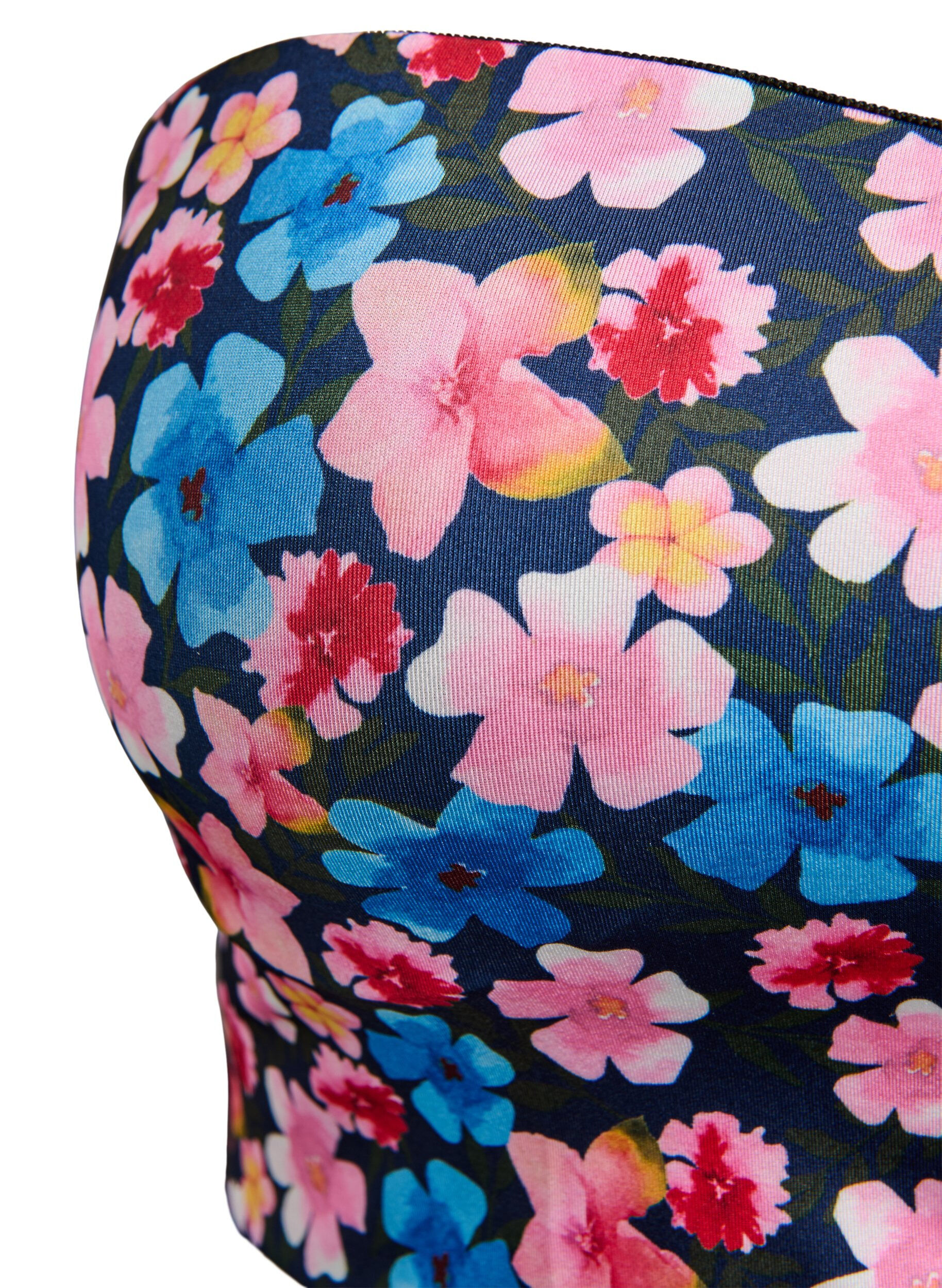 Zizzi Blomstret bandeau-bikinitop, Lyser&oslash;d, Packshot image number 2