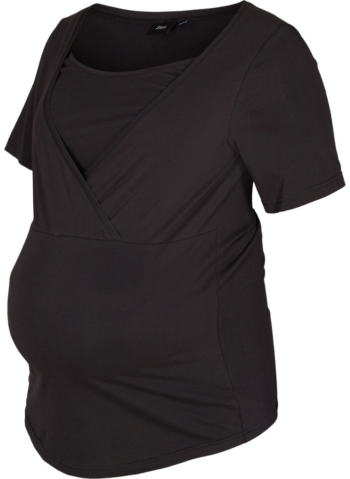 Kortærmet graviditets t-shirt i bomuld, Black, Packshot