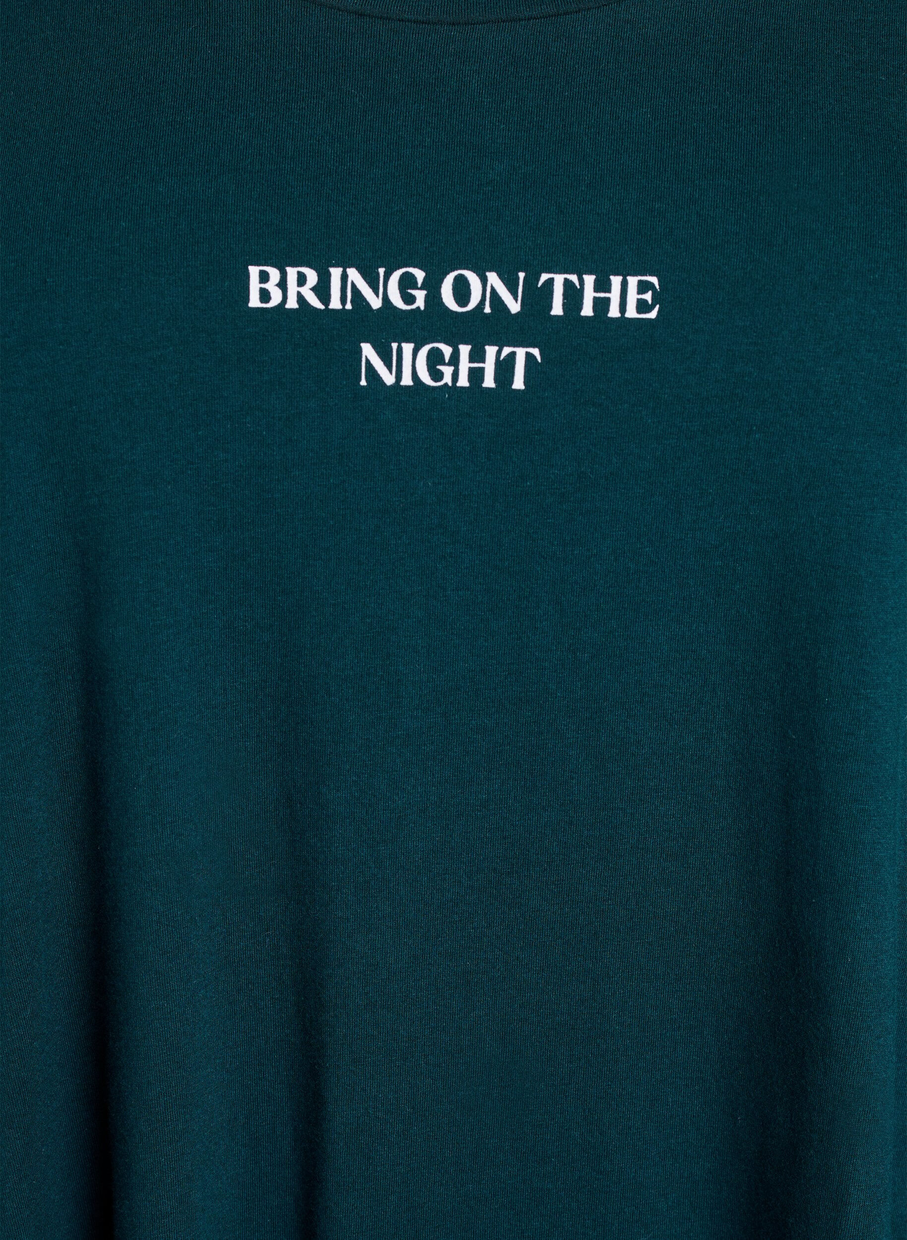 Zizzi Lang&aelig;rmet natkjole i &oslash;kologisk bomuld, Gr&oslash;n, Packshot image number 2