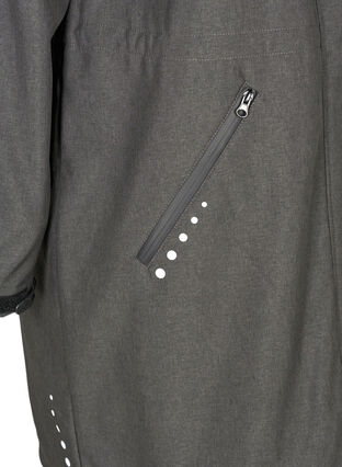 Lang softshell jakke med hætte, Dark Grey Melange, Packshot image number 3