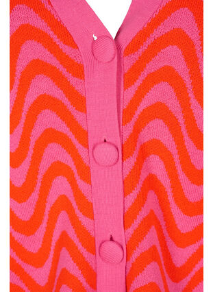 Strikket cardigan med mønster og knapper, Hot Pink Comb., Packshot image number 2