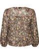 Bluse med blomsterprint og balloneffekt, Brun, Packshot image number 1