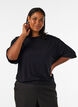 Jerseybluse med albuelange &aelig;rmer og balloneffekt, Sort, Model image number 0