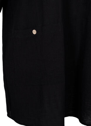 3/4 ærmet tunika i bomuldmix med hør, Black, Packshot image number 3