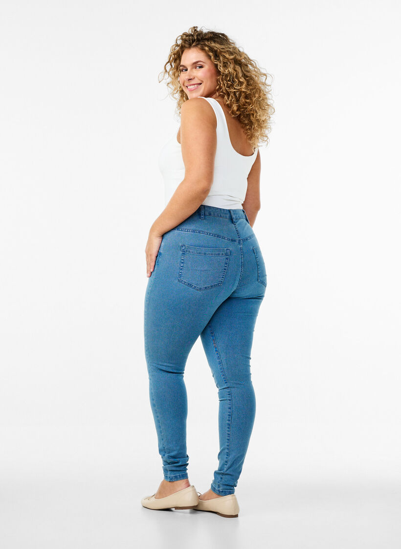 Højtaljede super slim Amy jeans, Blå, Model image number 1