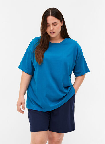 Kortærmet t-shirt i bomuld, Fjord Blue, Model image number 0