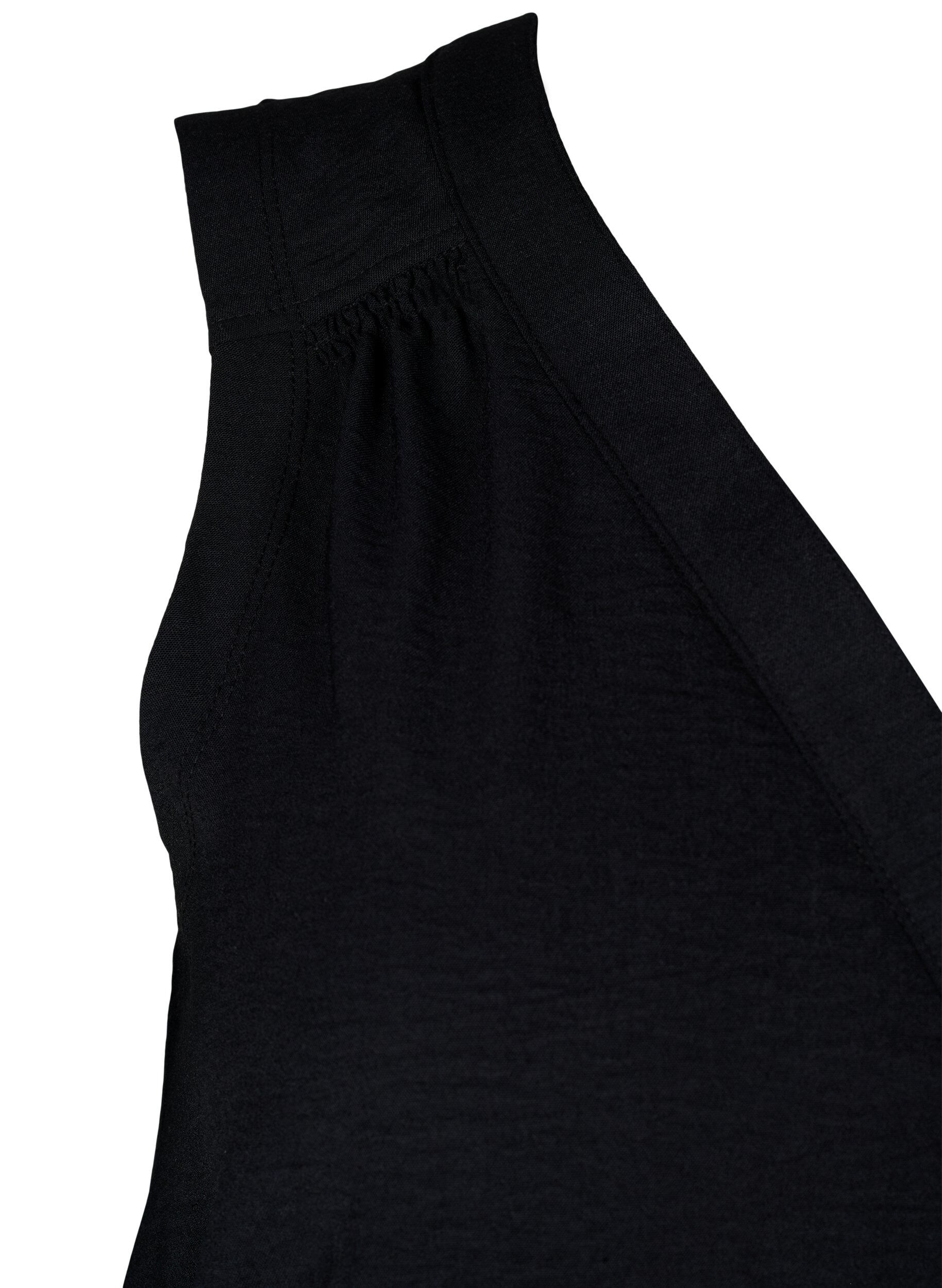 Zizzi&AElig;rmel&oslash;s top med rynkedetaljer, Sort, Packshot image number 3