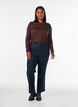 Lang&aelig;rmet bluse i uld og viskose, Brun, Model image number 1