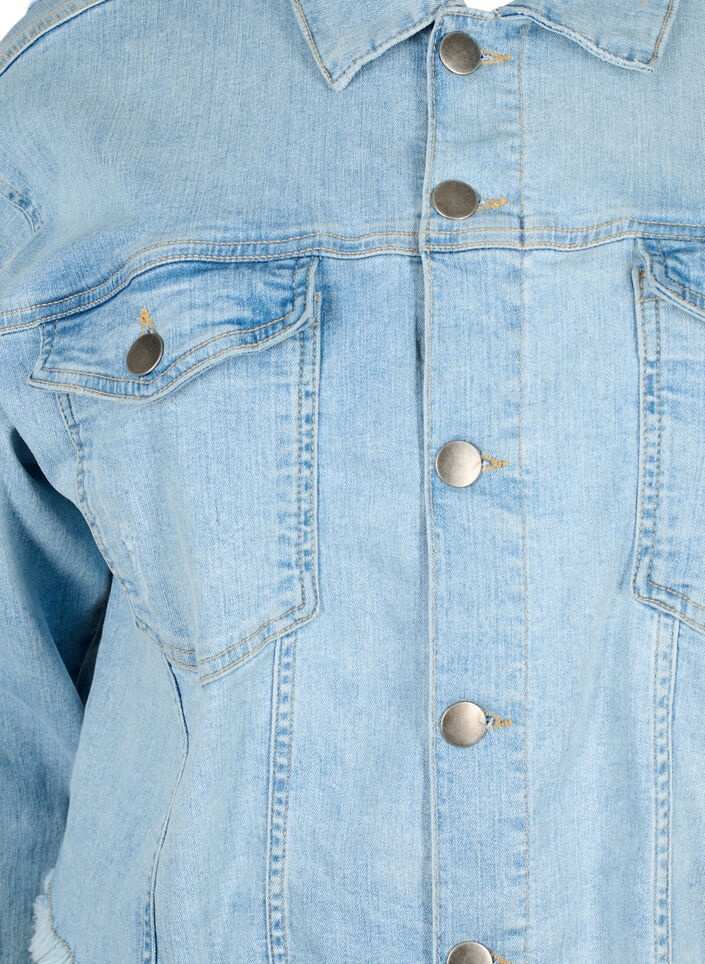 Kort denimjakke med sliddetaljer, Light Blue Denim, Packshot image number 2
