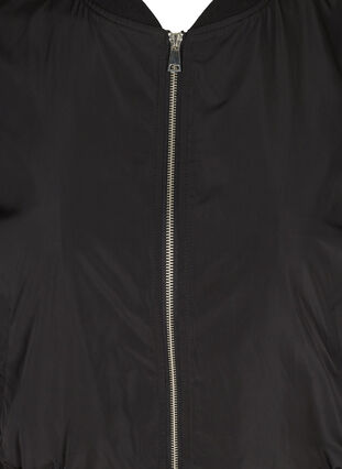 Bomberjakke med lommer og rib, Black, Packshot image number 2
