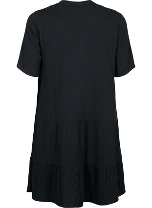 Kortærmet kjole i 100% bomuld, Black, Packshot image number 1