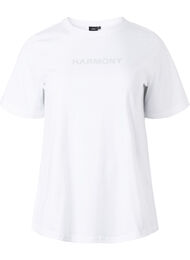 Økologisk bomulds t-shirt med tekst, White HARMONY