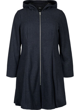 Ternet frakke med uld, Dark Grey Melange, Packshot image number 0