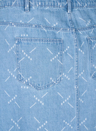 Denim nederdel med mønster, Light blue denim, Packshot image number 3