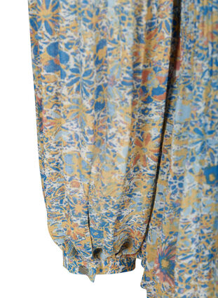Plissé bluse med blomsterprint, Light Blue Multi AOP, Packshot image number 3