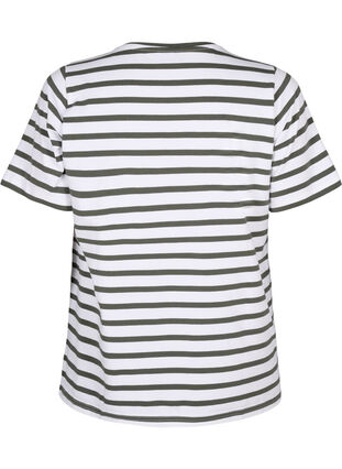 Stribet t-shirt i økologisk bomuld, Thyme Stripe, Packshot image number 1