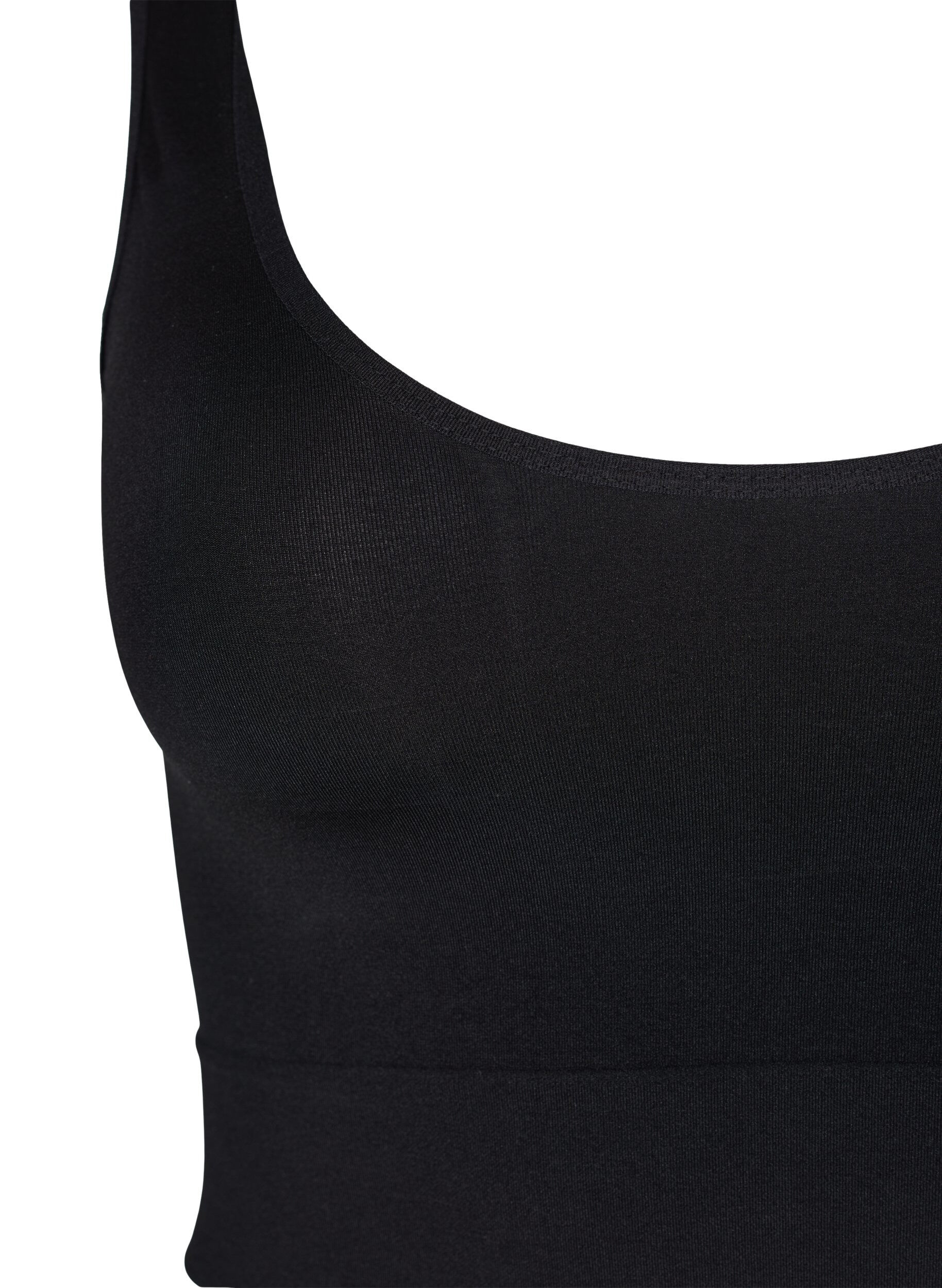 Zizzi Seamless bh top med rund udsk&aelig;ring, Black, Packshot image number 2