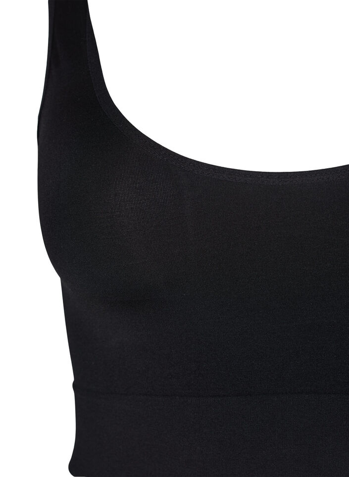 Seamless bh top med rund udskæring, Black, Packshot image number 2