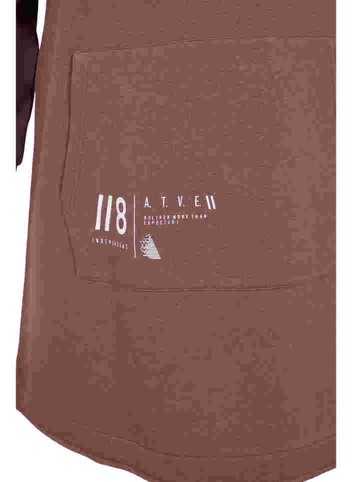 Sweatkjole med hætte og lomme, Marron, Packshot image number 3