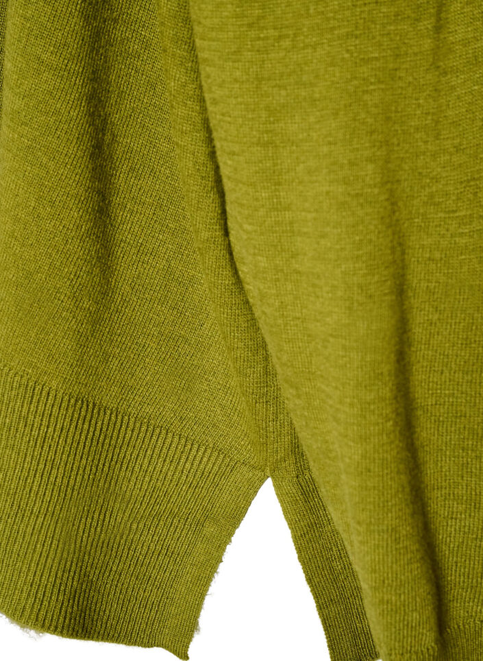 Strikbluse med rullekrave og l&oslash;s pasform, Gr&oslash;n, Packshot image number 3