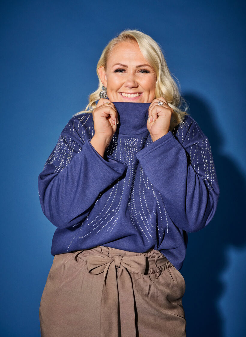 Sweatshirt med høj hals og rhinsten, Naval Academy, Image image number 0